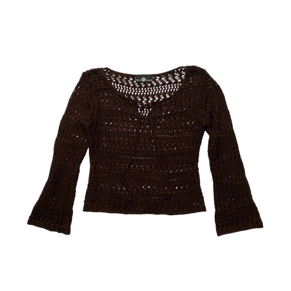 90s Brown Crochet Sweater - Picture 1 of 3